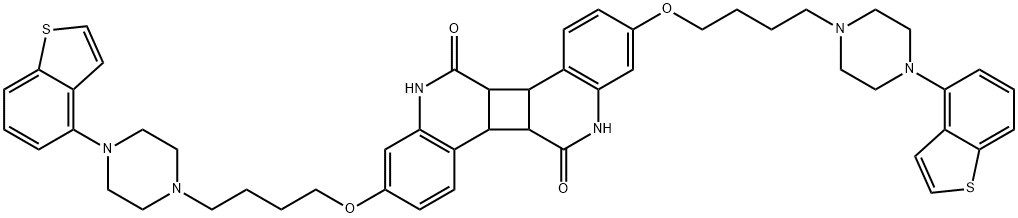 3,9-Bis[4-(4-benzo[b]thien-4-yl-1-piperazinyl)butoxy]-6b,11,12a,12b-tetrahydro- cyclobuta[1,2-c:3,4-c']diquinoline-6,12(5H,6aH)-dione Structure