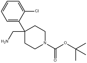1-Piperidinecarboxylic acid, 4-(aminomethyl)-4-(2-chlorophenyl)-, 1,1-dimethylethyl ester Structure