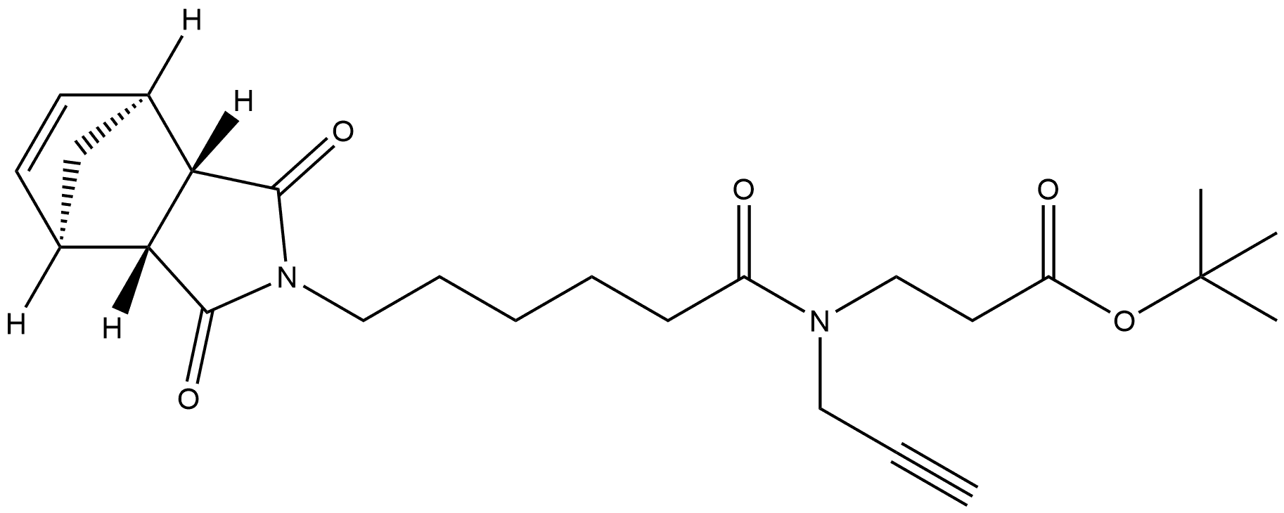 β-Alanine, N-[6-[(3aR,4R,7S,7aS)-1,3,3a,4,7,7a-hexahydro-1,3-dioxo-4,7-methano-2H-isoindol-2-yl]-1-oxohexyl]-N-2-propyn-1-yl-, 1,1-dimethylethyl ester, rel- Structure