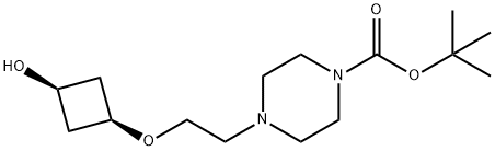1-Piperazinecarboxylic acid, 4-[2-[(cis-3-hydroxycyclobutyl)oxy]ethyl]-, 1,1-dimethylethyl ester Structure