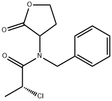 Propanamide, 2-chloro-N-(phenylmethyl)-N-(tetrahydro-2-oxo-3-furanyl)-, (2R)- Structure