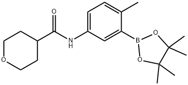 N-(4-methyl-3-(4,4,5,5-tetramethyl-1,3,2-dioxaborolan-2-yl)phenyl)tetrahydro-2H-pyran-4-carboxamide Structure