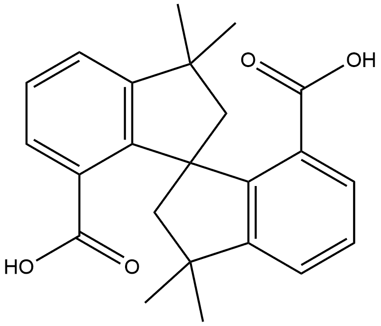 1,1′-Spirobi[1H-indene]-7,7′-dicarboxylic acid, 2,2′,3,3′-tetrahydro-3,3,3′,3′-tetramethyl- (ACI) Structure