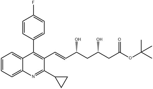 6-Heptenoic acid, 7-[2-cyclopropyl-4-(4-fluorophenyl)-3-quinolinyl]-3,5-dihydroxy-, 1,1-dimethylethyl ester, (3S,5R,6E)- Structure