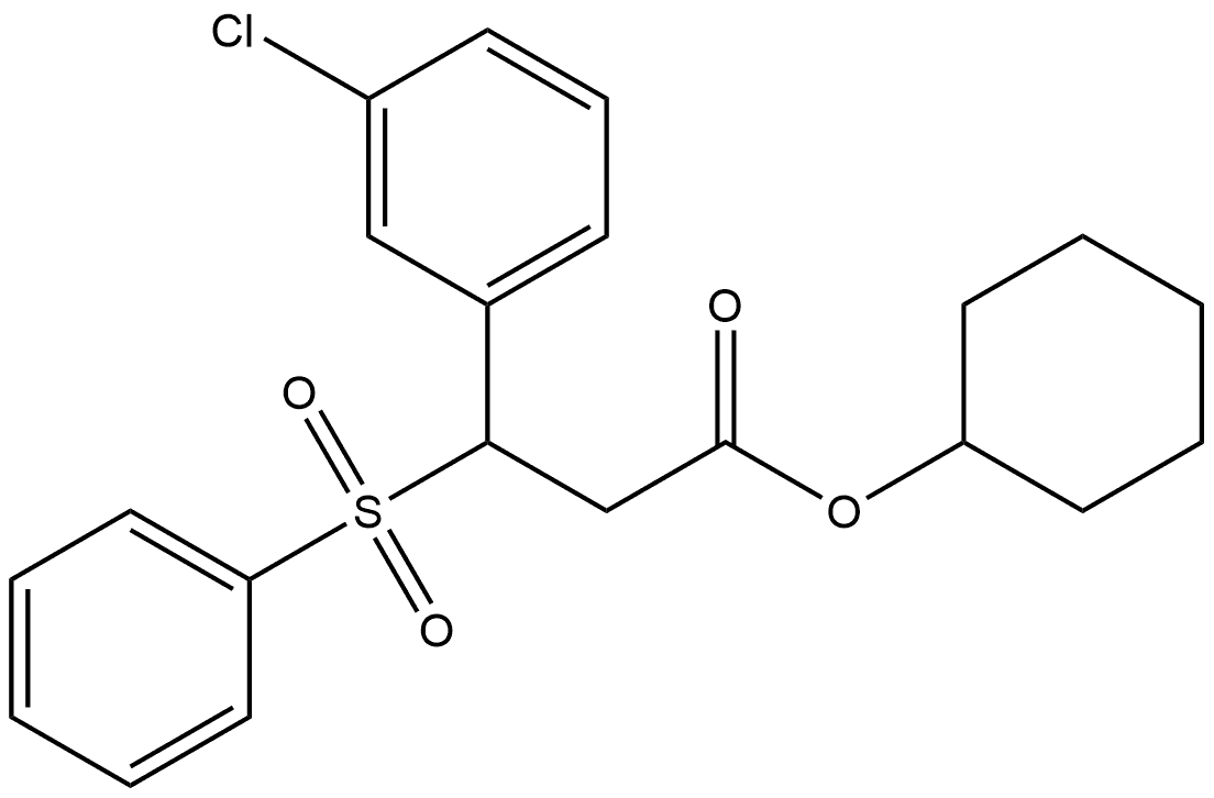 Benzenepropanoic acid, 3-chloro-β-(phenylsulfonyl)-, cyclohexyl ester Structure