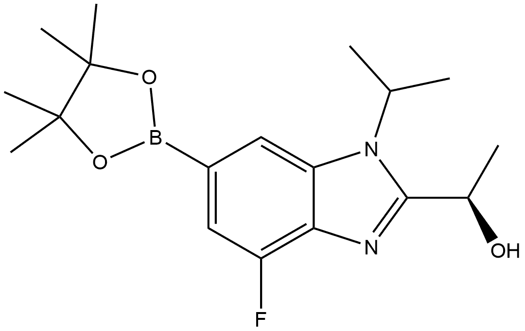 1H-Benzimidazole-2-methanol, 4-fluoro-α-methyl-1-(1-methylethyl)-6-(4,4,5,5-tetramethyl-1,3,2-dioxaborolan-2-yl)-, (αR)- Structure