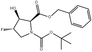 1,2-Pyrrolidinedicarboxylic acid, 4-fluoro-3-hydroxy-, 1-(1,1-dimethylethyl) 2-(phenylmethyl) ester, (2S,3S,4S)- Structure