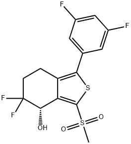 Benzo[c]thiophene-4-ol, 1-(3,5-difluorophenyl)-5,5-difluoro-4,5,6,7-tetrahydro-3-(methylsulfonyl)-, (4S)- Structure