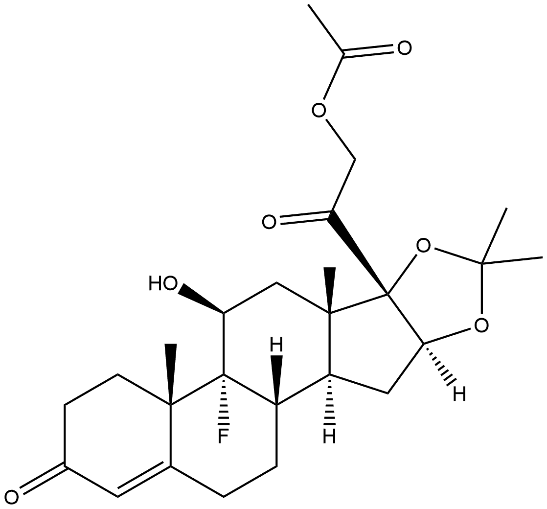 Pregn-4-ene-3,20-dione, 21-(acetyloxy)-9-fluoro-11-hydroxy-16,17-[(1-methylethylidene)bis(oxy)]-, (11β,16α)- (9CI) Structure