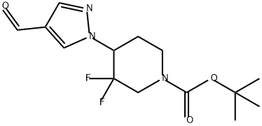 1-Piperidinecarboxylic acid, 3,3-difluoro-4-(4-formyl-1H-pyrazol-1-yl)-, 1,1-dimethylethyl ester Structure