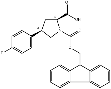 (2S,4R)-1-(((9H-fluoren-9-yl)methoxy)carbonyl)-4-(4-fluorophenyl)pyrrolidine-2-carboxylic acid Structure