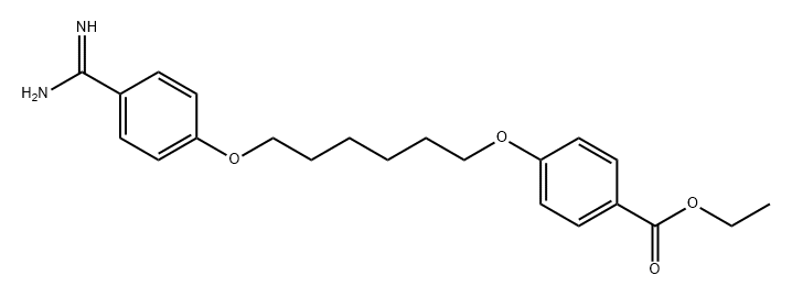 Benzoic acid, 4-[[6-[4-(aminoiminomethyl)phenoxy]hexyl]oxy]-, ethyl ester Structure