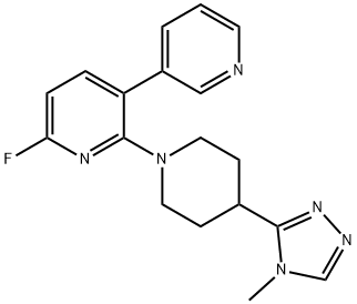 3,3'-Bipyridine, 6-fluoro-2-[4-(4-methyl-4H-1,2,4-triazol-3-yl)-1-piperidinyl]- Structure