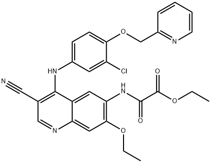 Ethyl 2-[[4-[[3-chloro-4-(2-pyridinylmethoxy)phenyl]amino]-3-cyano-7-ethoxy-6-quinolinyl]amino]-2-oxoacetate Structure