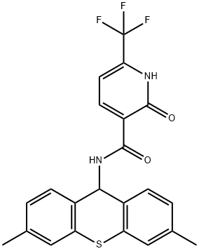 3-Pyridinecarboxamide, N-(3,6-dimethyl-9H-thioxanthen-9-yl)-1,2-dihydro-2-oxo-6-(trifluoromethyl)- Structure