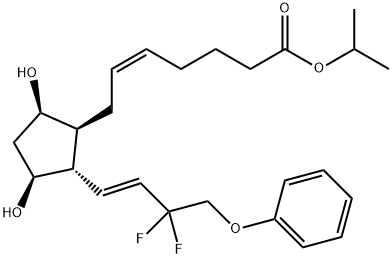 5-Heptenoic acid, 7-[(1S,2S,3S,5R)-2-[(1E)-3,3-difluoro-4-phenoxy-1-buten-1-yl]-3,5-dihydroxycyclopentyl]-, 1-methylethyl ester, (5Z)- Structure