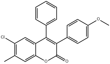 2H-1-Benzopyran-2-one, 6-chloro-3-(4-methoxyphenyl)-7-methyl-4-phenyl- Structure
