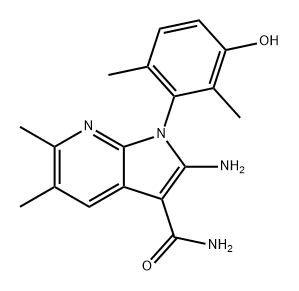 1H-Pyrrolo[2,3-b]pyridine-3-carboxamide, 2-amino-1-(3-hydroxy-2,6-dimethylphenyl)-5,6-dimethyl- Structure