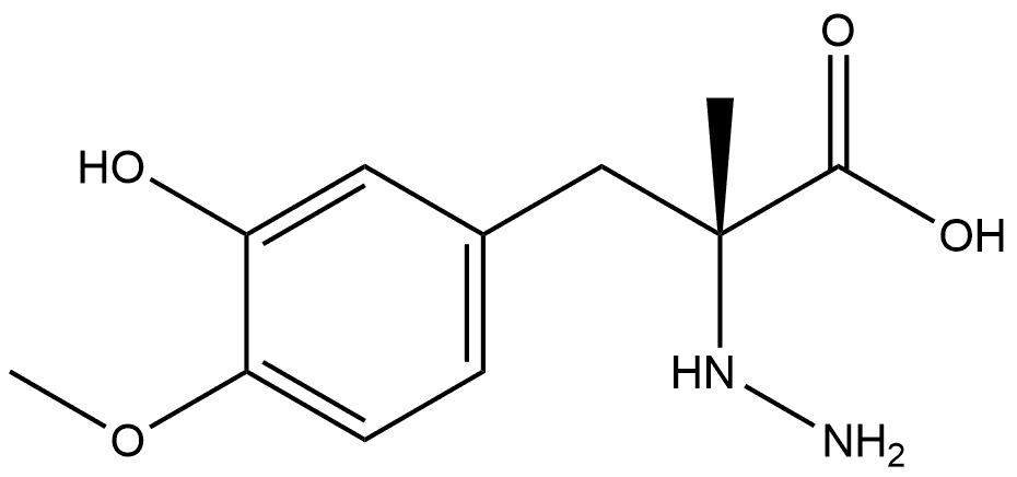 Benzenepropanoic acid, α-hydrazinyl-3-hydroxy-4-methoxy-α-methyl-, (αR)- Structure