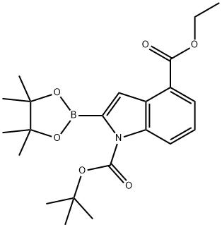 1H-Indole-1,4-dicarboxylic acid, 2-(4,4,5,5-tetramethyl-1,3,2-dioxaborolan-2-yl)-, 1-(1,1-dimethylethyl) 4-ethyl ester Structure