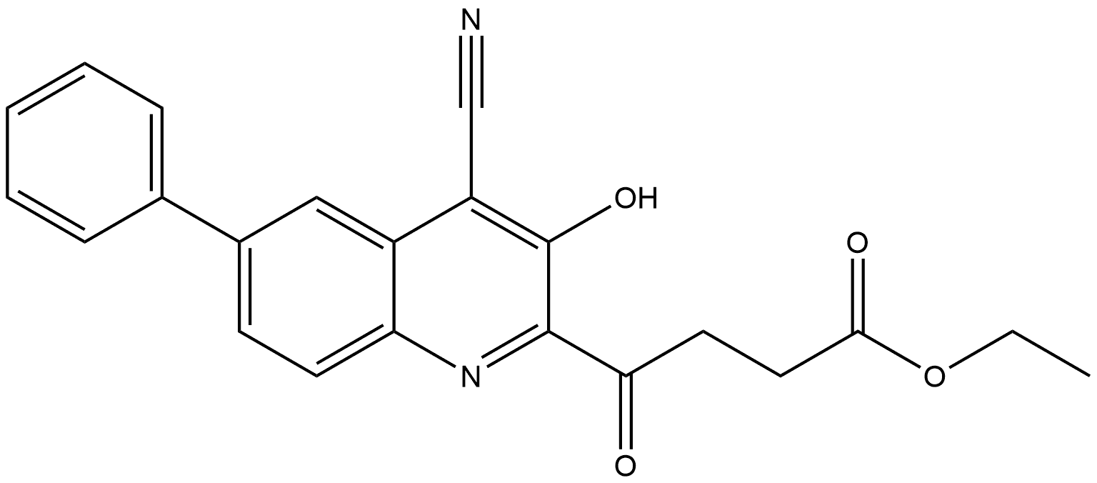 4-(4-cyano-3-hydroxy-6-phenylquinolin-2-yl)-4-oxobutyric acid ethyl ester Structure
