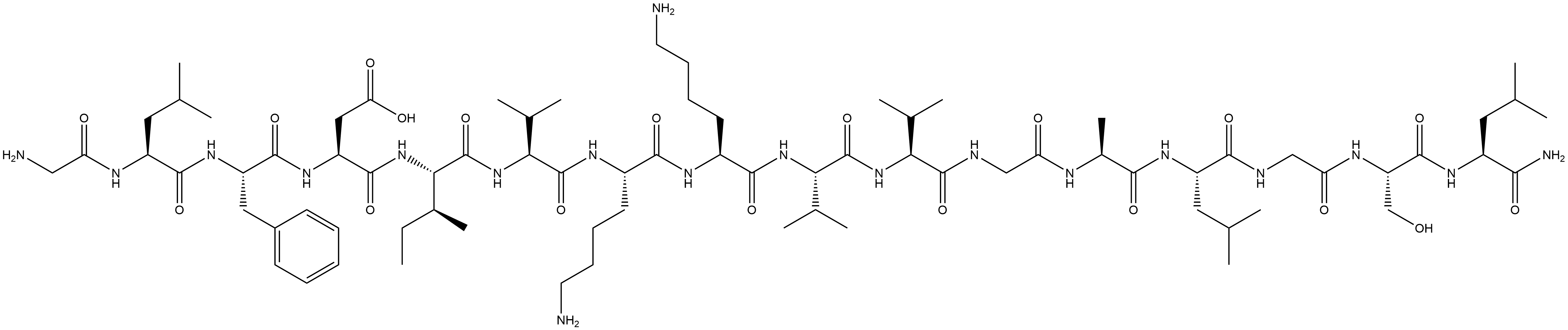 L-Leucinamide, glycyl-L-leucyl-L-phenylalanyl-L-α-aspartyl-L-isoleucyl-L-valyl-L-lysyl-L-lysyl-L-valyl-L-valylglycyl-L-alanyl-L-leucylglycyl-L-seryl- Structure