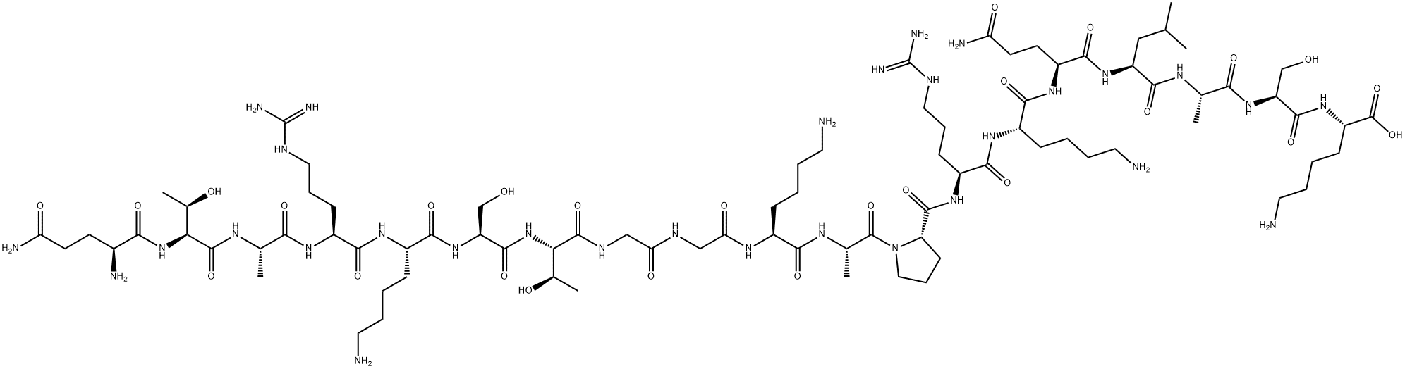 L-Lysine, L-glutaminyl-L-threonyl-L-alanyl-L-arginyl-L-lysyl-L-seryl-L-threonylglycylglycyl-L-lysyl-L-alanyl-L-prolyl-L-arginyl-L-lysyl-L-glutaminyl-L-leucyl-L-alanyl-L-seryl- (9CI) Structure