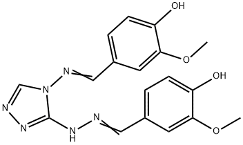 Benzaldehyde, 4-hydroxy-3-methoxy-, 2-[4-[[(4-hydroxy-3-methoxyphenyl)methylene]amino]-4H-1,2,4-triazol-3-yl]hydrazone Structure