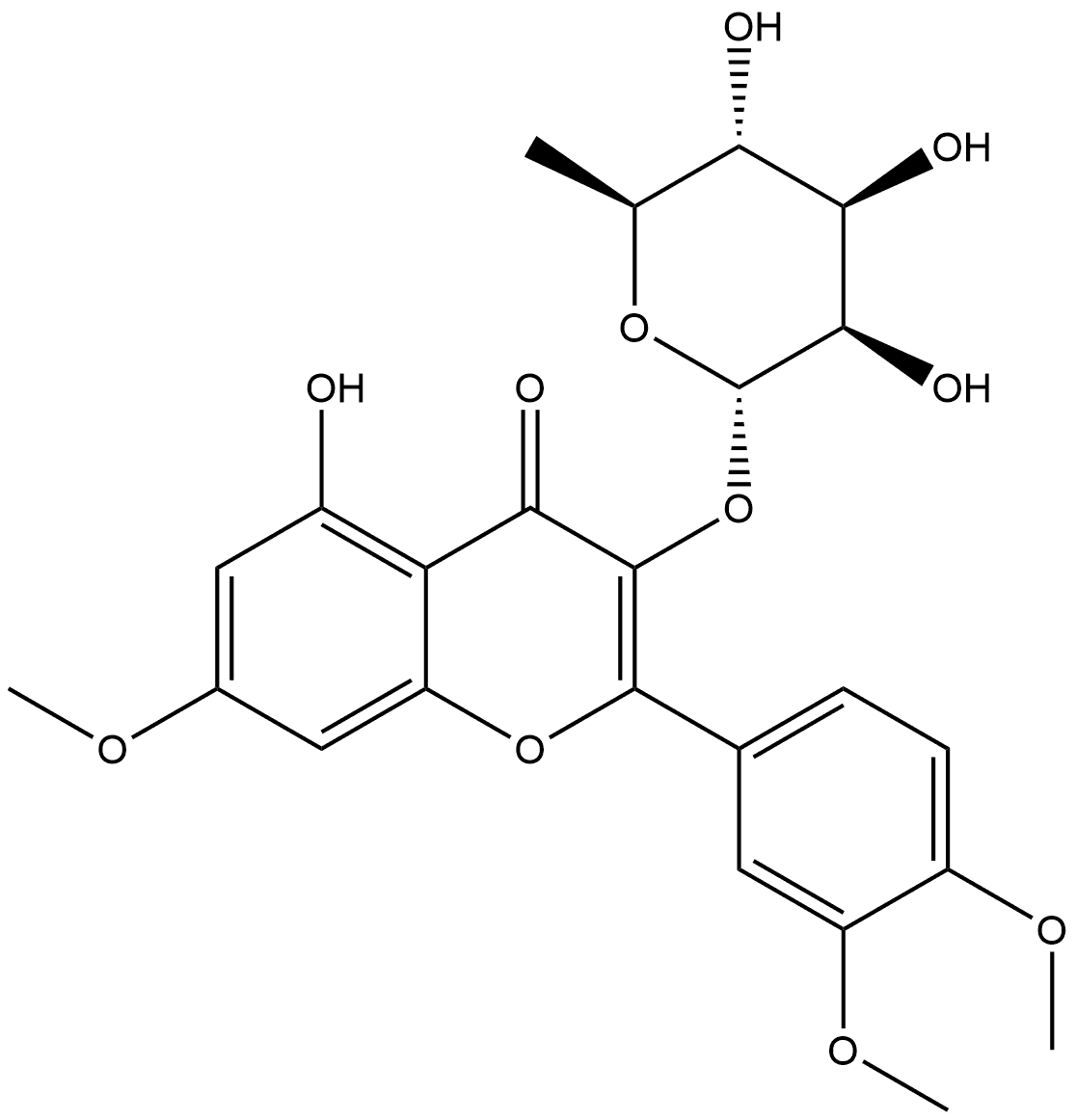3-[(6-Deoxy-α-L-mannopyranosyl)oxy]-2-(3,4-dimethoxyphenyl)-5-hydroxy-7-methoxy-4H-1-benzopyran-4-one Structure