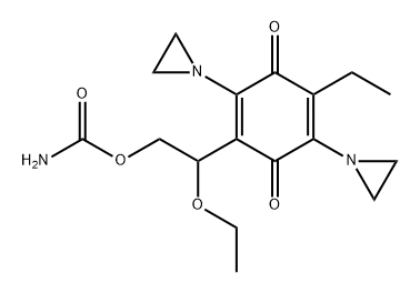 2,5-Cyclohexadiene-1,4-dione, 2-[2-[(aminocarbonyl)oxy]-1-ethoxyethyl]-3,6-bis(1-aziridinyl)-5-ethyl- Structure