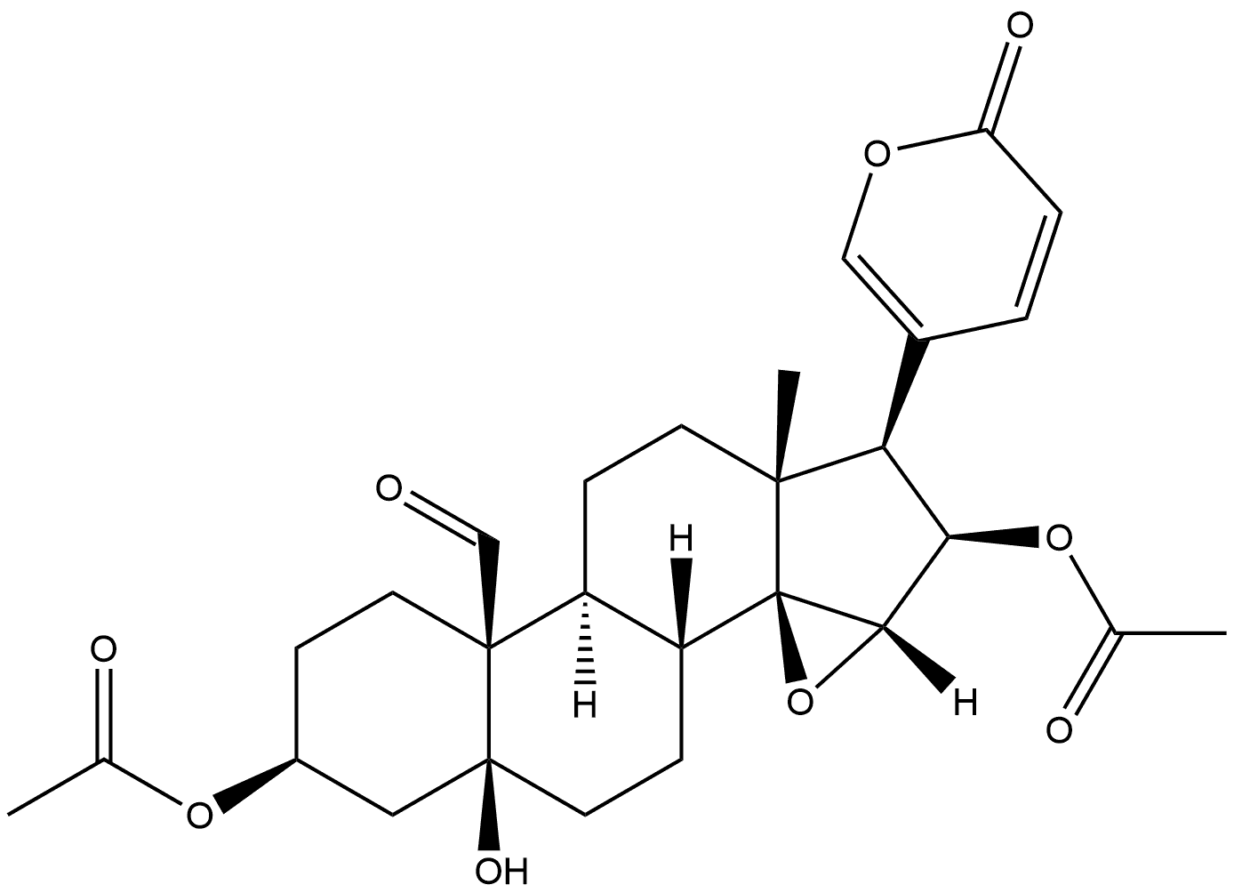 Bufa-20,22-dienolide, 3,16-bis(acetyloxy)-14,15-epoxy-5-hydroxy-19-oxo-, (3β,5β,15β,16β)- Structure