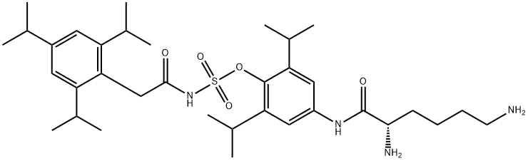 Sulfamic acid, [[2,4,6-tris(1-methylethyl)phenyl]acetyl]-, 4-[[(2S)-2,6-diamino-1-oxohexyl]amino]-2,6-bis(1-methylethyl)phenyl ester (9CI) Structure