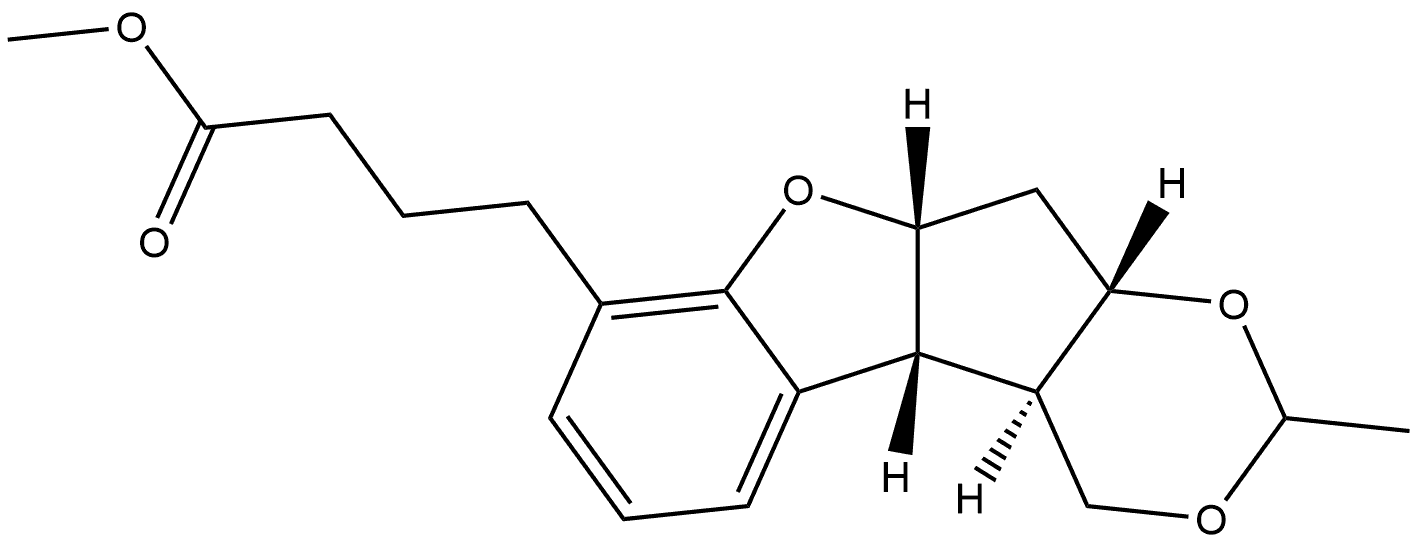 rel-Methyl (4aR,4bR,9aR,10aS)-4,4a,4b,9a,10,10a-hexahydro-2-methyl-1,3-dioxino[5′,4′:3,4]cyclopenta[1,2-b]benzofuran-8-butanoate Structure
