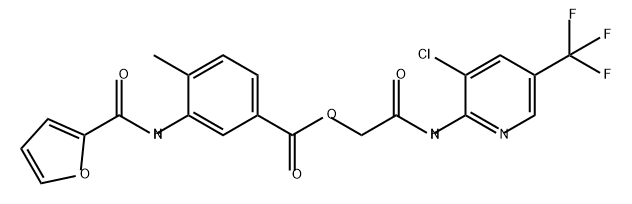 Benzoic acid, 3-[(2-furanylcarbonyl)amino]-4-methyl-, 2-[[3-chloro-5-(trifluoromethyl)-2-pyridinyl]amino]-2-oxoethyl ester Structure