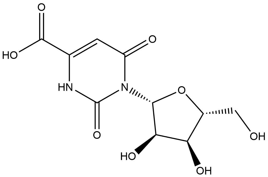 4-Pyrimidinecarboxylic acid, 1,2,3,6-tetrahydro-2,6-dioxo-1-β-D-ribofuranosyl- Structure