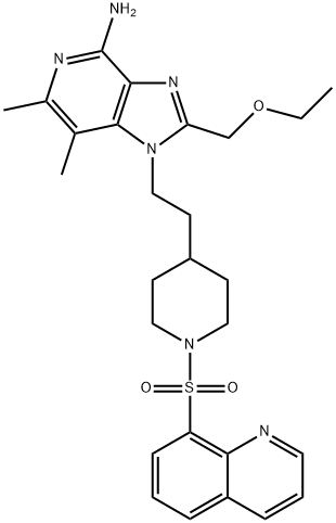 1H-Imidazo[4,5-c]pyridin-4-amine, 2-(ethoxymethyl)-6,7-dimethyl-1-[2-[1-(8-quinolinylsulfonyl)-4-piperidinyl]ethyl]- Structure
