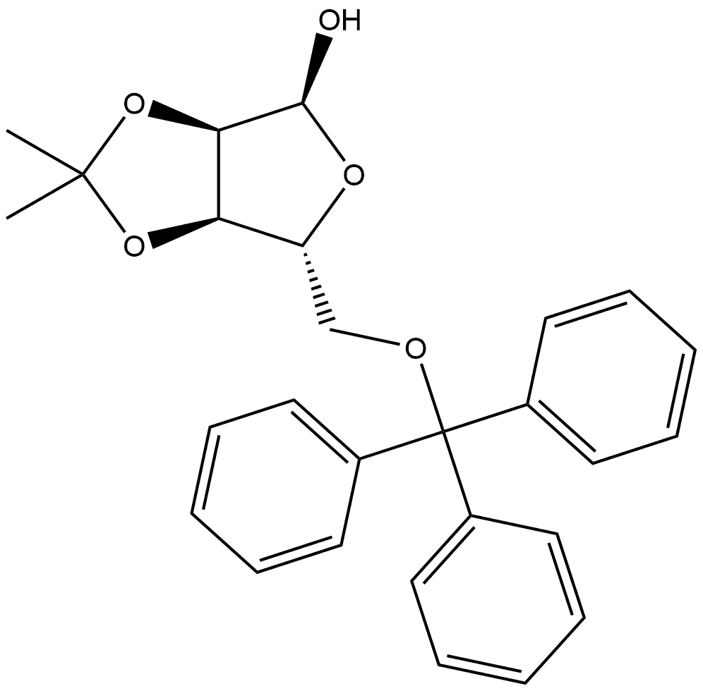 α-D-Ribofuranose, 2,3-O-(1-methylethylidene)-5-O-(triphenylmethyl)- Structure