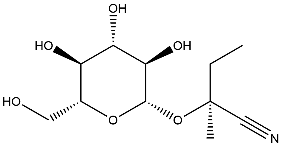 Butanenitrile, 2-(β-D-glucopyranosyloxy)-2-methyl-, (2S)- Structure