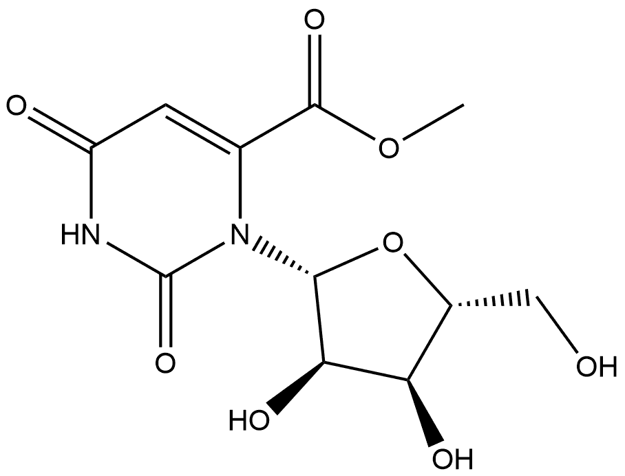 4-Pyrimidinecarboxylic acid, 1,2,3,6-tetrahydro-2,6-dioxo-3-β-D-ribofuranosyl-, methyl ester Structure