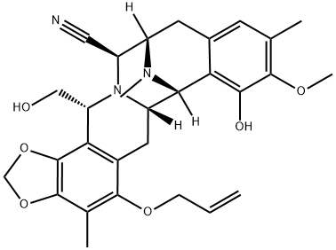 7,13-Imino-12H-1,3-dioxolo[7,8]isoquino[3,2-b][3]benzazocine-14-carbonitrile, 6,6a,7,13,14,16-hexahydro-8-hydroxy-16-(hydroxymethyl)-9-methoxy-4,10,17-trimethyl-5-(2-propen-1-yloxy)-, (6aS,7R,13S,14R,16R)- Structure