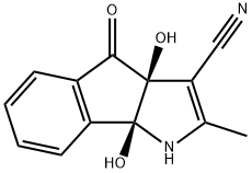 Indeno[1,2-b]pyrrole-3-carbonitrile, 1,3a,4,8b-tetrahydro-3a,8b-dihydroxy-2-methyl-4-oxo-, (3aS,8bS)- Structure
