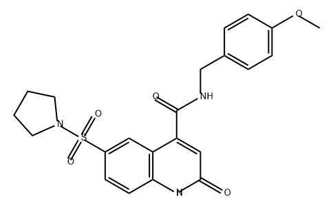 4-Quinolinecarboxamide, 1,2-dihydro-N-[(4-methoxyphenyl)methyl]-2-oxo-6-(1-pyrrolidinylsulfonyl)- Structure
