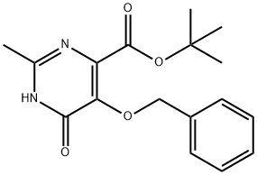 4-Pyrimidinecarboxylic acid, 1,6-dihydro-2-methyl-6-oxo-5-(phenylmethoxy)-, 1,1-dimethylethyl ester Structure