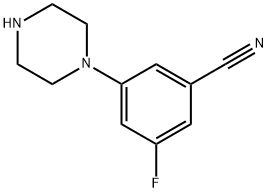 Benzonitrile, 3-fluoro-5-(1-piperazinyl)- Structure