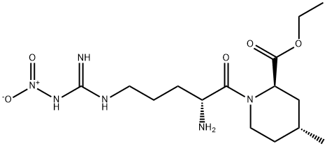 (2R,4R)-ethyl 1-((R)-2-amino-5-(3-nitroguanidino)pentanoyl)-4-methylpiperidine-2-carboxylate hydrochloride Structure