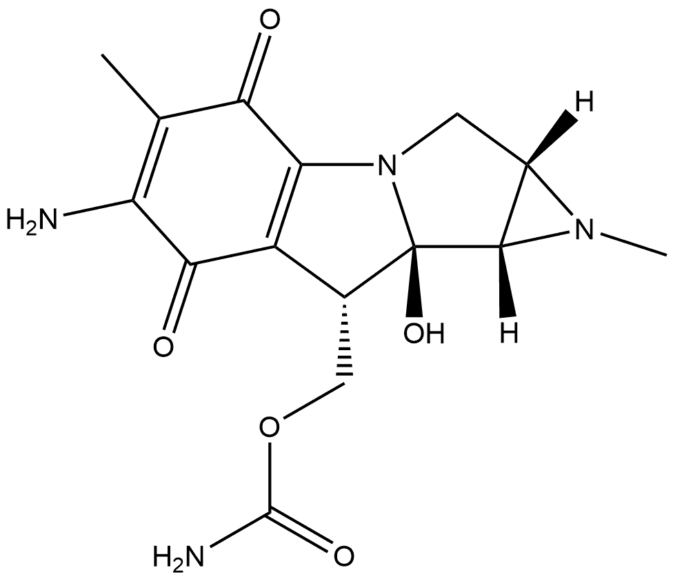 Azirino[2',3':3,4]pyrrolo[1,2-a]indole-4,7-dione, 6-amino-8-[[(aminocarbonyl)oxy]methyl]-1,1a,2,8,8a,8b-hexahydro-8a-hydroxy-1,5-dimethyl-, [1aS-(1aα,8β,8aα,8bα)]- (9CI) Structure
