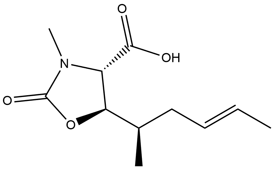 4-Oxazolidinecarboxylic acid, 3-methyl-5-(1-methyl-3-pentenyl)-2-oxo-, [4S-[4α,5β(1S*,3E)]]- (9CI) Structure