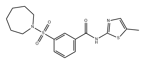 Benzamide, 3-[(hexahydro-1H-azepin-1-yl)sulfonyl]-N-(5-methyl-2-thiazolyl)- Structure