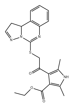 1H-Pyrrole-3-carboxylic acid, 4-[2-[(1,10b-dihydropyrazolo[1,5-c]quinazolin-5-yl)thio]acetyl]-2,5-dimethyl-, ethyl ester Structure