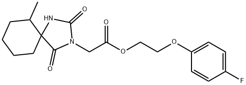 1,3-Diazaspiro[4.5]decane-3-acetic acid, 6-methyl-2,4-dioxo-, 2-(4-fluorophenoxy)ethyl ester Structure